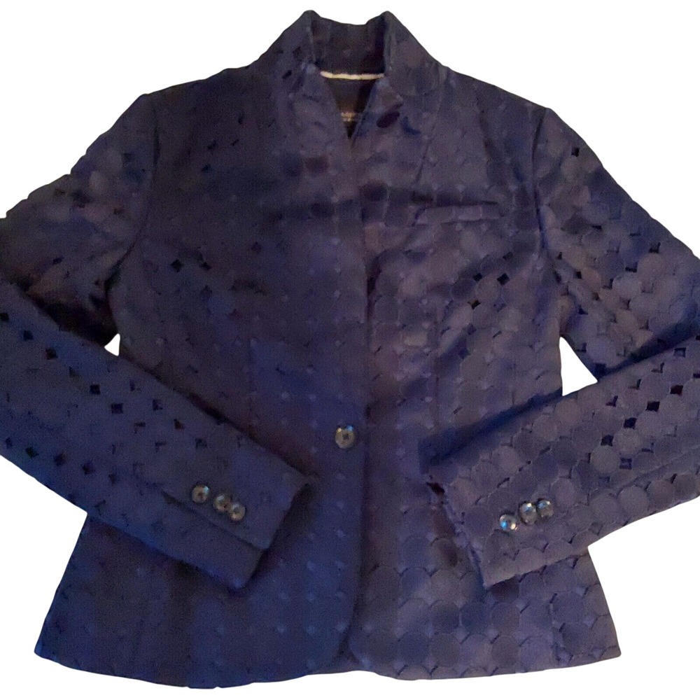 Banana Republic Women's Navy Blue Eyelet Dot Lace Button Classic Blazer Size 0